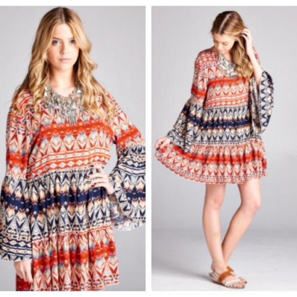 Cute Plus Size BoHo Gypsie Mini Dress Tunic 1X - Picture 1 of 3